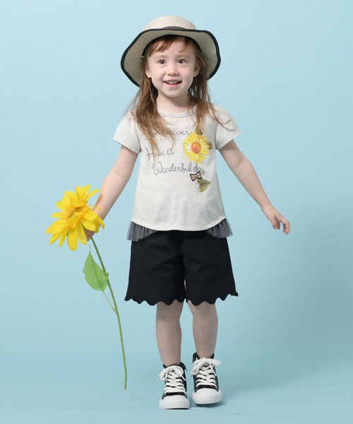 trois lapins kp（トロワラパンケーピー）の「ひまわりプリント半袖Tシャツ(100-130cm)（Tシャツ/カットソー・キッズ・オートミール・110cm/100cm/120cm/130cm）」の2枚目の写真