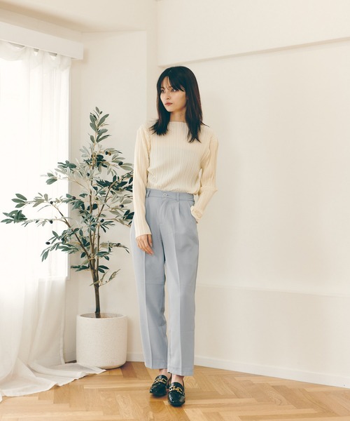 Lamoa（ラモア）の「Lamoa/テーパード タック スラックスパンツ（スラックス・レディース・ホワイト/ブラック/ブルー/アイボリー・SMALL/MEDIUM/LARGE）」の7枚目の写真