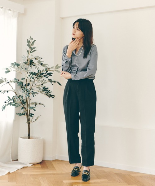 Lamoa（ラモア）の「Lamoa/テーパード タック スラックスパンツ（スラックス・レディース・ホワイト/ブラック/ブルー/アイボリー・SMALL/MEDIUM/LARGE）」の18枚目の写真