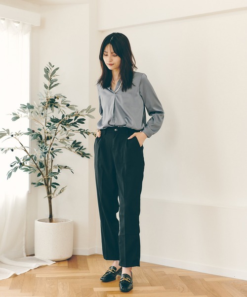 Lamoa（ラモア）の「Lamoa/テーパード タック スラックスパンツ（スラックス・レディース・ホワイト/ブラック/ブルー/アイボリー・SMALL/MEDIUM/LARGE）」の19枚目の写真