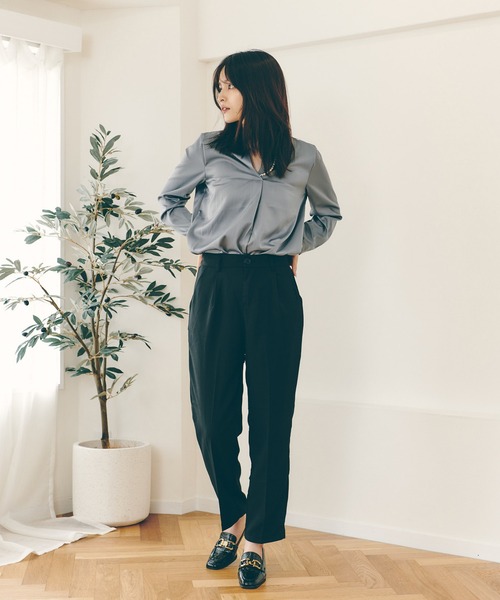 Lamoa（ラモア）の「Lamoa/テーパード タック スラックスパンツ（スラックス・レディース・ホワイト/ブラック/ブルー/アイボリー・SMALL/MEDIUM/LARGE）」の20枚目の写真