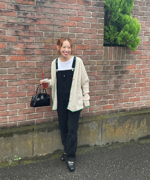 GIMME GIMME（ギミーギミー）の「バイカラー ニットカーディガン gimw22s002（カーディガン/ボレロ・レディース・ブラック/アイボリー・FREE）」の4枚目の写真