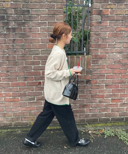 GIMME GIMME（ギミーギミー）の「バイカラー ニットカーディガン gimw22s002（カーディガン/ボレロ・レディース・ブラック/アイボリー・FREE）」の8枚目の写真