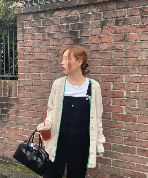 GIMME GIMME（ギミーギミー）の「バイカラー ニットカーディガン gimw22s002（カーディガン/ボレロ・レディース・ブラック/アイボリー・FREE）」の12枚目の写真