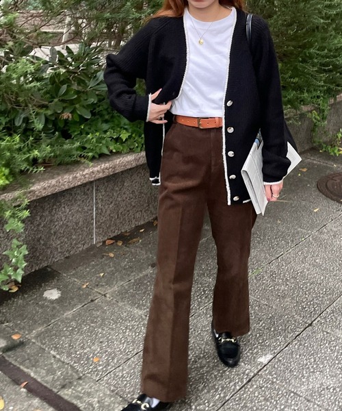 GIMME GIMME（ギミーギミー）の「バイカラー ニットカーディガン gimw22s002（カーディガン/ボレロ・レディース・ブラック/アイボリー・FREE）」の19枚目の写真