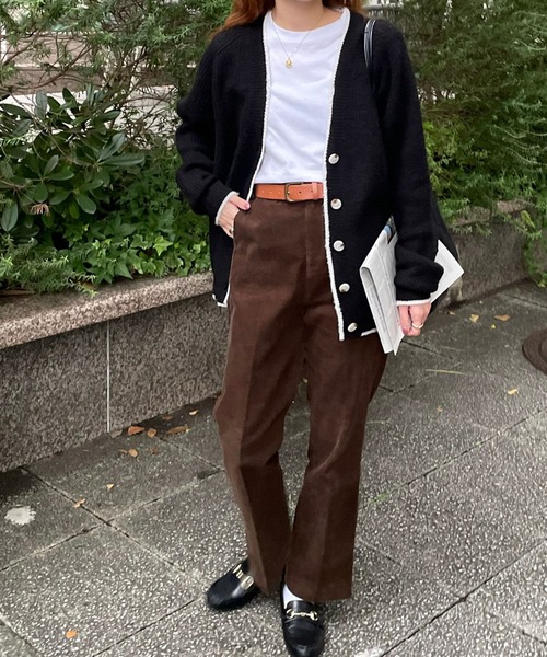 GIMME GIMME（ギミーギミー）の「バイカラー ニットカーディガン gimw22s002（カーディガン/ボレロ・レディース・ブラック/アイボリー・FREE）」の20枚目の写真