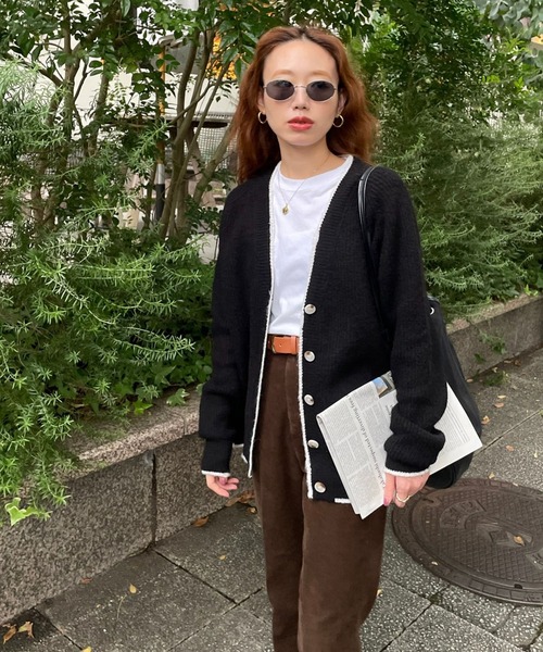 GIMME GIMME（ギミーギミー）の「バイカラー ニットカーディガン gimw22s002（カーディガン/ボレロ・レディース・ブラック/アイボリー・FREE）」の22枚目の写真