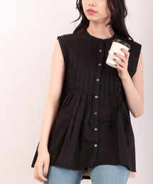 ubasoku リネン無地 ノースリーブブラウス