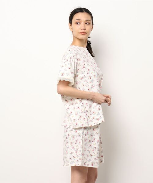 KID BLUE(キッドブルー)の「キッドブルー -天竺サマーブーケ -5分袖パジャマ -KNSK358 -kidblue(ルームウェア/パジャマ・レディース・レッド/ライトグリーン・M)」の3枚目の写真