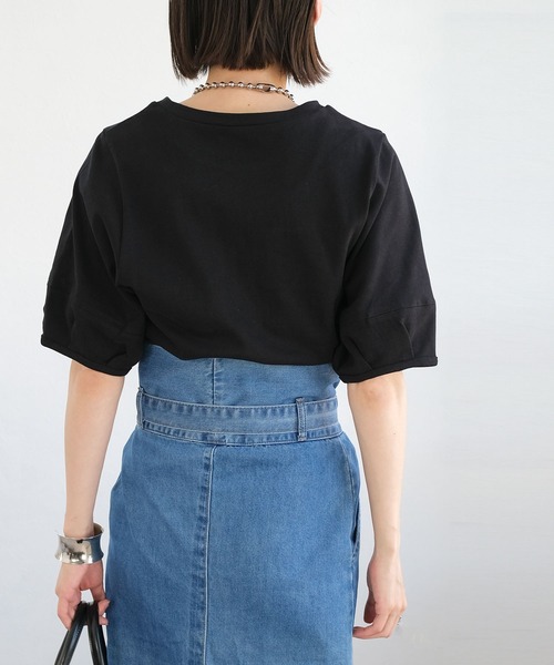 ANDJ(アンドジェイ)の「ランタンスリーブ半袖Tシャツ(Tシャツ/カットソー・レディース・ブラック/オフホワイト/グリーン・M)」の18枚目の写真