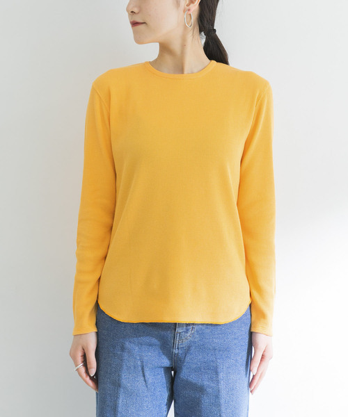 URBAN RESEARCH(アーバンリサーチ)の「オーガニックワッフルロングTシャツ(Tシャツ/カットソー・レディース・オレンジ/ブルー系その他/オフホワイト・FREE)」の4枚目の写真