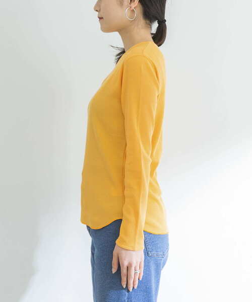 URBAN RESEARCH(アーバンリサーチ)の「オーガニックワッフルロングTシャツ(Tシャツ/カットソー・レディース・オレンジ/ブルー系その他/オフホワイト・FREE)」の5枚目の写真