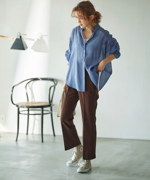 GeeRA（ジーラ）の「バックフリルボリューム袖シアーシャツ（シャツ/ブラウス・レディース・ブラック/ブルー・MEDIUM/LARGE/X-LARGE）」の20枚目の写真