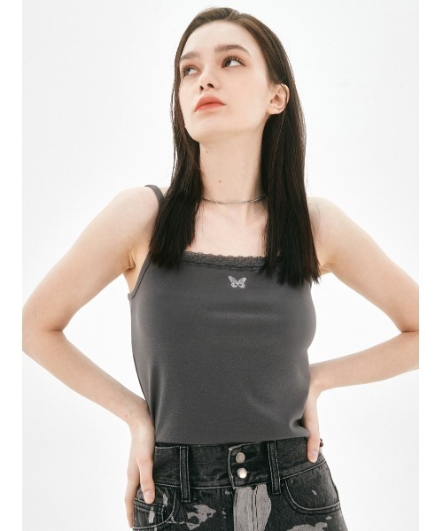 FANCY CLUB（ファンシークラブ）の「A'GEM/9 × .kom『 FANCY CLUB/ファンシークラブ』CUTIE-PIE SLEEVLESS/キューティパイ ノースリーブキャミソール（キャミソール・レディース・ホワイト/ブラック/チャコールグレー・FREE）」の3枚目の写真