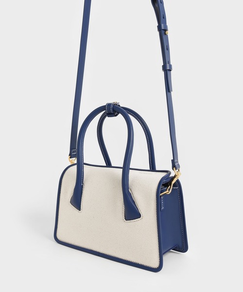 CHARLES & KEITH（チャールズ & キース）の「デイラー ダブルハンドルバッグ / Daylla Double Handle Bag（ハンドバッグ・レディース・ブラック/ネイビー/イエロー系その他2・M）」の12枚目の写真