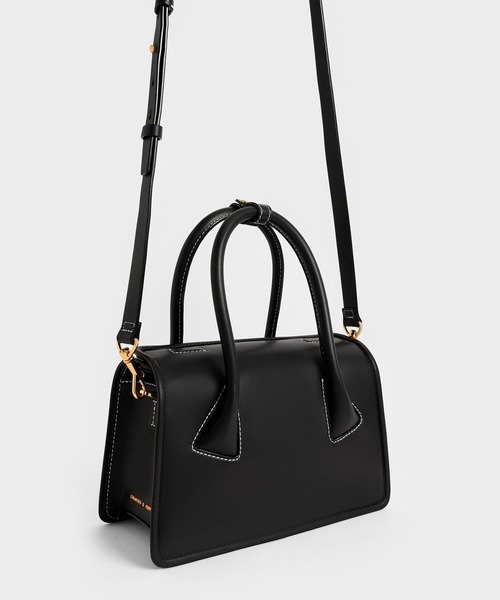 CHARLES & KEITH（チャールズ & キース）の「デイラー ダブルハンドルバッグ / Daylla Double Handle Bag（ハンドバッグ・レディース・ブラック/ネイビー/イエロー系その他2・M）」の5枚目の写真