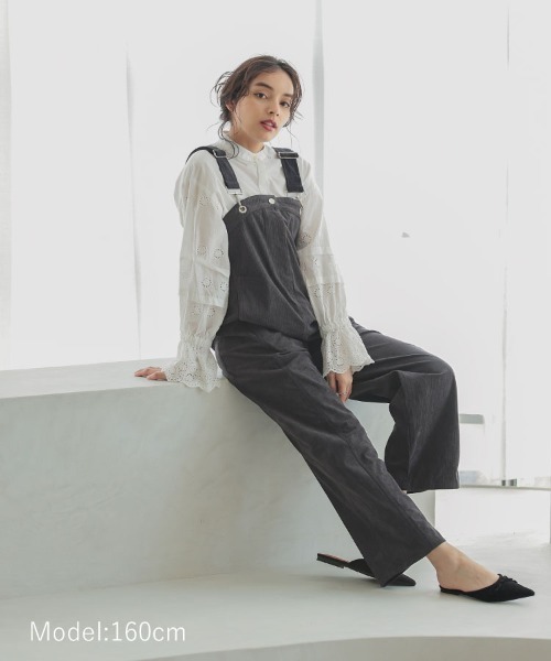 DONOBAN(ドノバン)の「2way大人サロペット(サロペット/オーバーオール・レディース・ブラック/アイボリー/チャコール・F)」の16枚目の写真