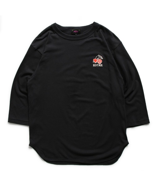ROTAR(ローター)の「CHERRY 1p BB Tee ベースボール セットイン 七分袖(Tシャツ/カットソー・メンズ・ホワイト×グリーン/ブルー系/スミクロ・LARGE/X-LARGE/SMALL/MEDIUM)」の2枚目の写真