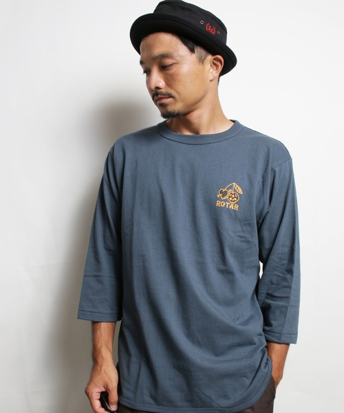 ROTAR(ローター)の「CHERRY 1p BB Tee ベースボール セットイン 七分袖(Tシャツ/カットソー・メンズ・ホワイト×グリーン/ブルー系/スミクロ・LARGE/X-LARGE/SMALL/MEDIUM)」の9枚目の写真