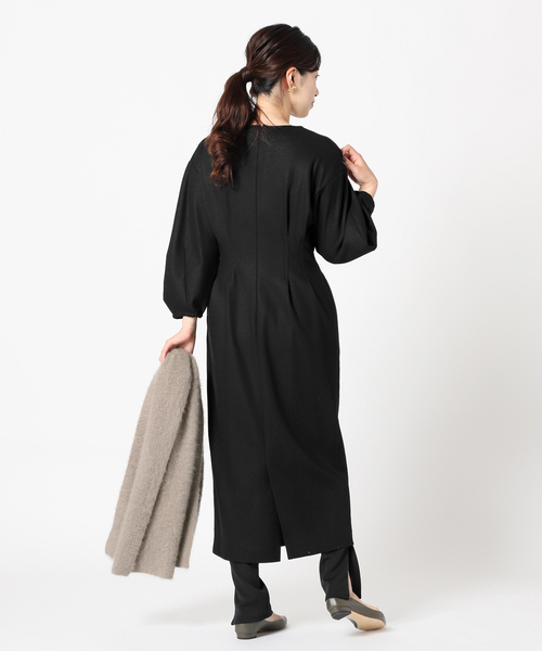 セール】ウール圧縮スムース ウエストシェイプワンピ―ス◇（ワンピース