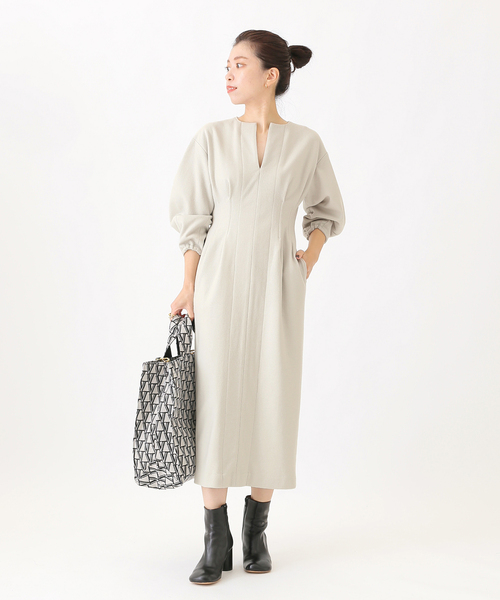 美品 ヴェルメイユパーイエナ ウール圧縮スムースウエストシェイプ ワンピース 紺 美品 ヴェルメイユパーイエナ ウール圧縮スムースウエスト