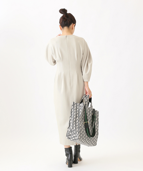 美品 ヴェルメイユパーイエナ ウール圧縮スムースウエストシェイプ ワンピース 紺 美品 ヴェルメイユパーイエナ ウール圧縮スムースウエスト