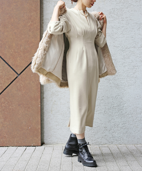 美品 ヴェルメイユパーイエナ ウール圧縮スムースウエストシェイプ ワンピース 紺 美品 ヴェルメイユパーイエナ ウール圧縮スムースウエスト