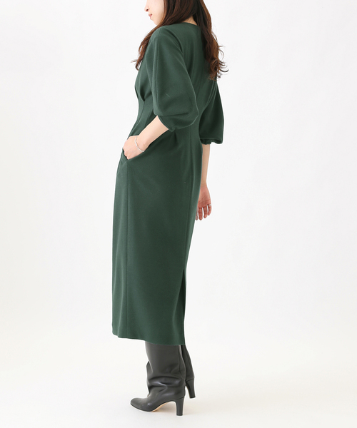 セール】ウール圧縮スムース ウエストシェイプワンピ―ス◇（ワンピース