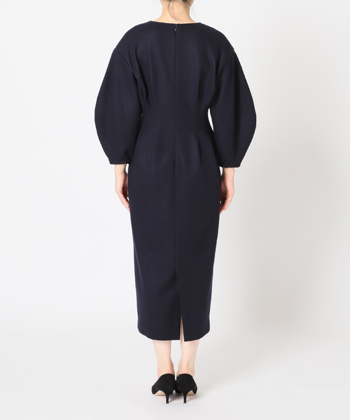 セール】ウール圧縮スムース ウエストシェイプワンピ―ス