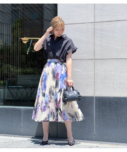 Pauline Bleu(ポリーヌブロー)の「【PaulineBleu/ポリーヌブロー】フリルフレンチスリーブブラウス(シャツ/ブラウス・レディース・ホワイト/ブラック・FREE)」の8枚目の写真