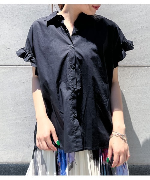 Pauline Bleu(ポリーヌブロー)の「【PaulineBleu/ポリーヌブロー】フリルフレンチスリーブブラウス(シャツ/ブラウス・レディース・ホワイト/ブラック・FREE)」の11枚目の写真
