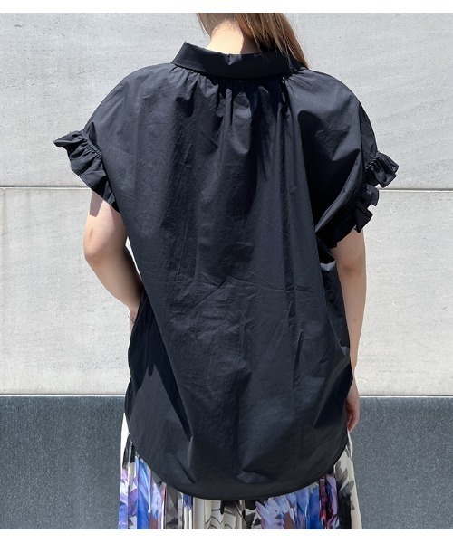 Pauline Bleu(ポリーヌブロー)の「【PaulineBleu/ポリーヌブロー】フリルフレンチスリーブブラウス(シャツ/ブラウス・レディース・ホワイト/ブラック・FREE)」の12枚目の写真