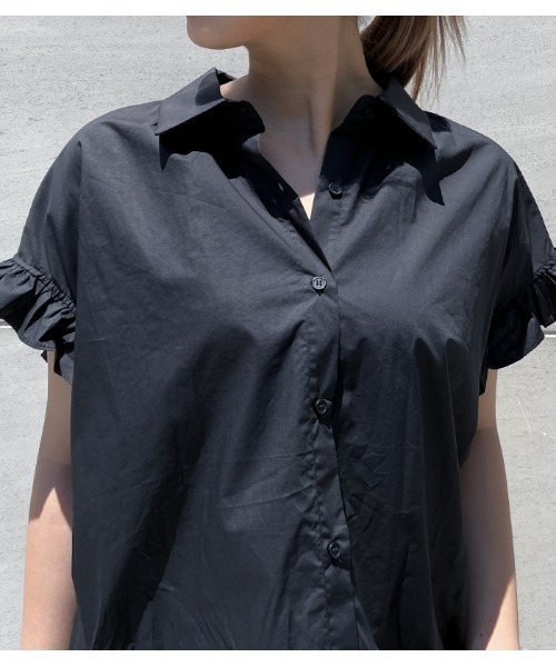 Pauline Bleu(ポリーヌブロー)の「【PaulineBleu/ポリーヌブロー】フリルフレンチスリーブブラウス(シャツ/ブラウス・レディース・ホワイト/ブラック・FREE)」の9枚目の写真