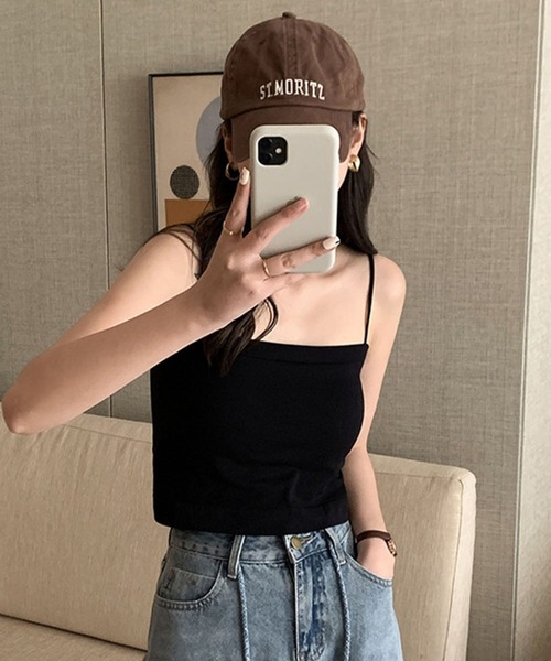 Auntie Rosa（アンティローザ）の「スクエアキャミソール（タンクトップ・レディース・ホワイト/ブラック/グレー・FREE）」の3枚目の写真