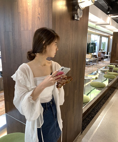 Auntie Rosa（アンティローザ）の「スクエアキャミソール（タンクトップ・レディース・ホワイト/ブラック/グレー・FREE）」の6枚目の写真