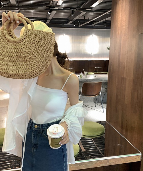 Auntie Rosa（アンティローザ）の「スクエアキャミソール（タンクトップ・レディース・ホワイト/ブラック/グレー・FREE）」の9枚目の写真