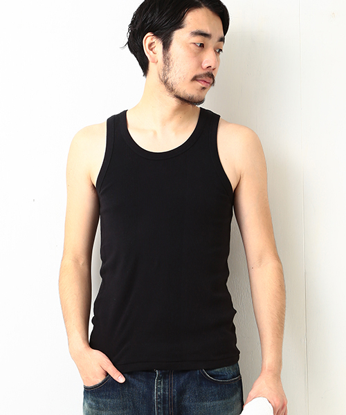 Healthknit(ヘルスニット)の「Healthknit / フライスタンクトップ(タンクトップ・メンズ・グレー/ブラック・LARGE/MEDIUM)」の2枚目の写真