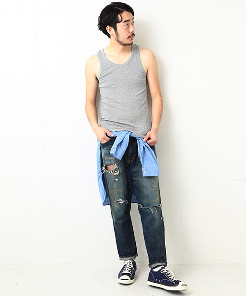 Healthknit(ヘルスニット)の「Healthknit / フライスタンクトップ(タンクトップ・メンズ・グレー/ブラック・LARGE/MEDIUM)」の15枚目の写真