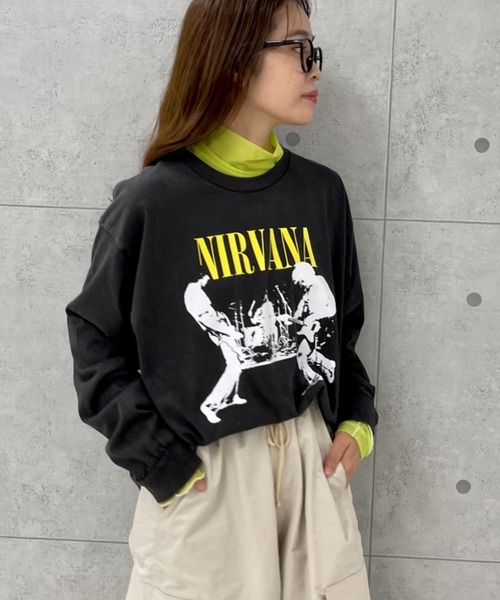GOOD ROCK SPEED（グッドロックスピード）の「【GOOD ROCK SPEED】NIRVANA BAND ロンT（Tシャツ/カットソー・レディース・チャコールグレー・FREE）」の4枚目の写真