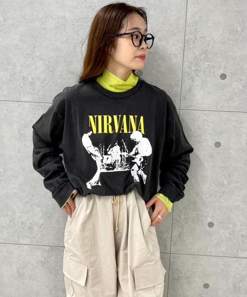 GOOD ROCK SPEED（グッドロックスピード）の「【GOOD ROCK SPEED】NIRVANA BAND ロンT（Tシャツ/カットソー・レディース・チャコールグレー・FREE）」の5枚目の写真
