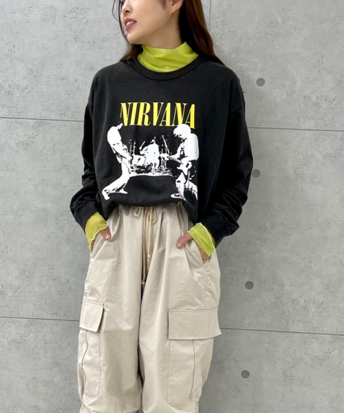 GOOD ROCK SPEED（グッドロックスピード）の「【GOOD ROCK SPEED】NIRVANA BAND ロンT（Tシャツ/カットソー・レディース・チャコールグレー・FREE）」の7枚目の写真