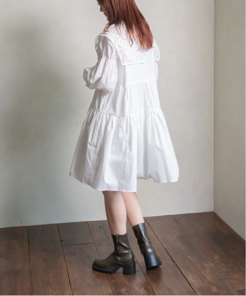 RANDA(ランダ)の「レース衿付きティアードミニワンピース(ワンピース・レディース・ブラック/ホワイト/ベージュ・0/1)」の8枚目の写真