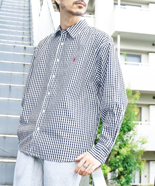 U.S. POLO ASSN.(ユーエスポロアッスン)の「【U.S.POLO ASSN. /ユーエスポロアッスン】別注 ワンポイント刺繍 ビッグシルエット チェック ストライプ シャツ(シャツ/ブラウス・メンズ・ホワイト/ブルー/インディゴブルー/チャコールグレー/ブラック・LARGE/MEDIUM)」の1枚目の写真