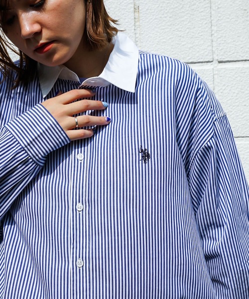 U.S. POLO ASSN.(ユーエスポロアッスン)の「【U.S.POLO ASSN. /ユーエスポロアッスン】別注 ワンポイント刺繍 ビッグシルエット チェック ストライプ シャツ(シャツ/ブラウス・メンズ・ホワイト/ブルー/インディゴブルー/チャコールグレー/ブラック・LARGE/MEDIUM)」の6枚目の写真