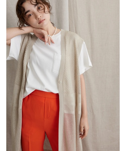 AMERICAN HOLIC（アメリカンホリック）の「Vネック透かし編みニットベスト（ベスト・レディース・ブラック/ライトグレー・L/M）」の8枚目の写真