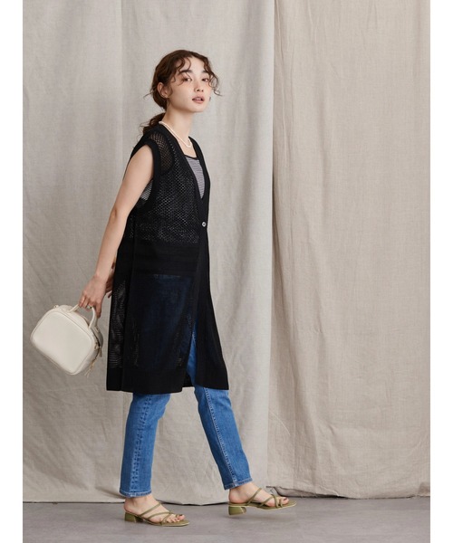 AMERICAN HOLIC（アメリカンホリック）の「Vネック透かし編みニットベスト（ベスト・レディース・ブラック/ライトグレー・L/M）」の18枚目の写真