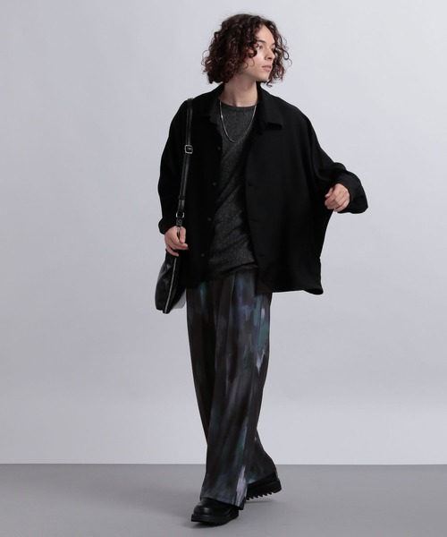 HARE（ハレ）の「【SETUP対応】ブラーアートトロミワイドフレアパンツ(HARE)（その他パンツ・メンズ・ブラック系その他/グリーン系その他・FREE）」の4枚目の写真