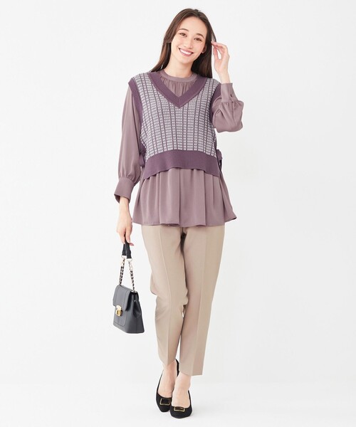 ANY SIS(エニィスィス)の「【2SET】ニットベスト×チュニック ブラウス(シャツ/ブラウス・レディース・ブラック系/ベージュ系/パープル系・2)」の12枚目の写真