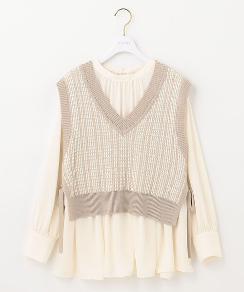 ANY SIS(エニィスィス)の「【2SET】ニットベスト×チュニック ブラウス(シャツ/ブラウス・レディース・ブラック系/ベージュ系/パープル系・2)」の10枚目の写真