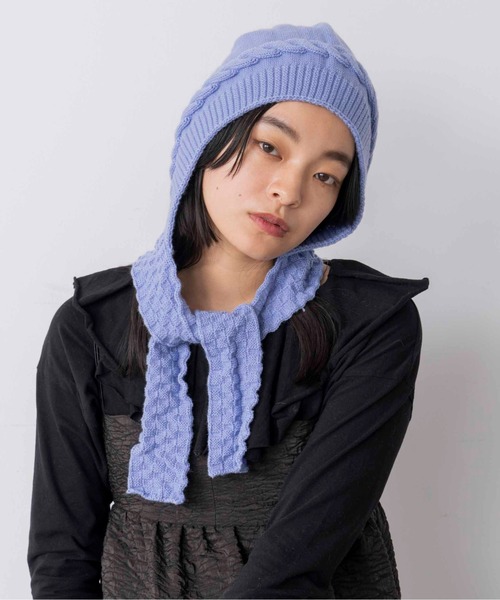 Casselini（キャセリーニ）の「Casselini(キャセリーニ)バラクラバマフラー（ニットキャップ/ビーニー・レディース・アイボリー/ブラック/ブルー/イエロー・FREE）」の5枚目の写真